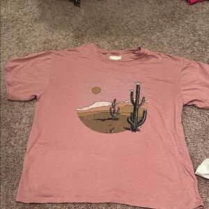 Pink Graphic T-Shirt with Desert Scene